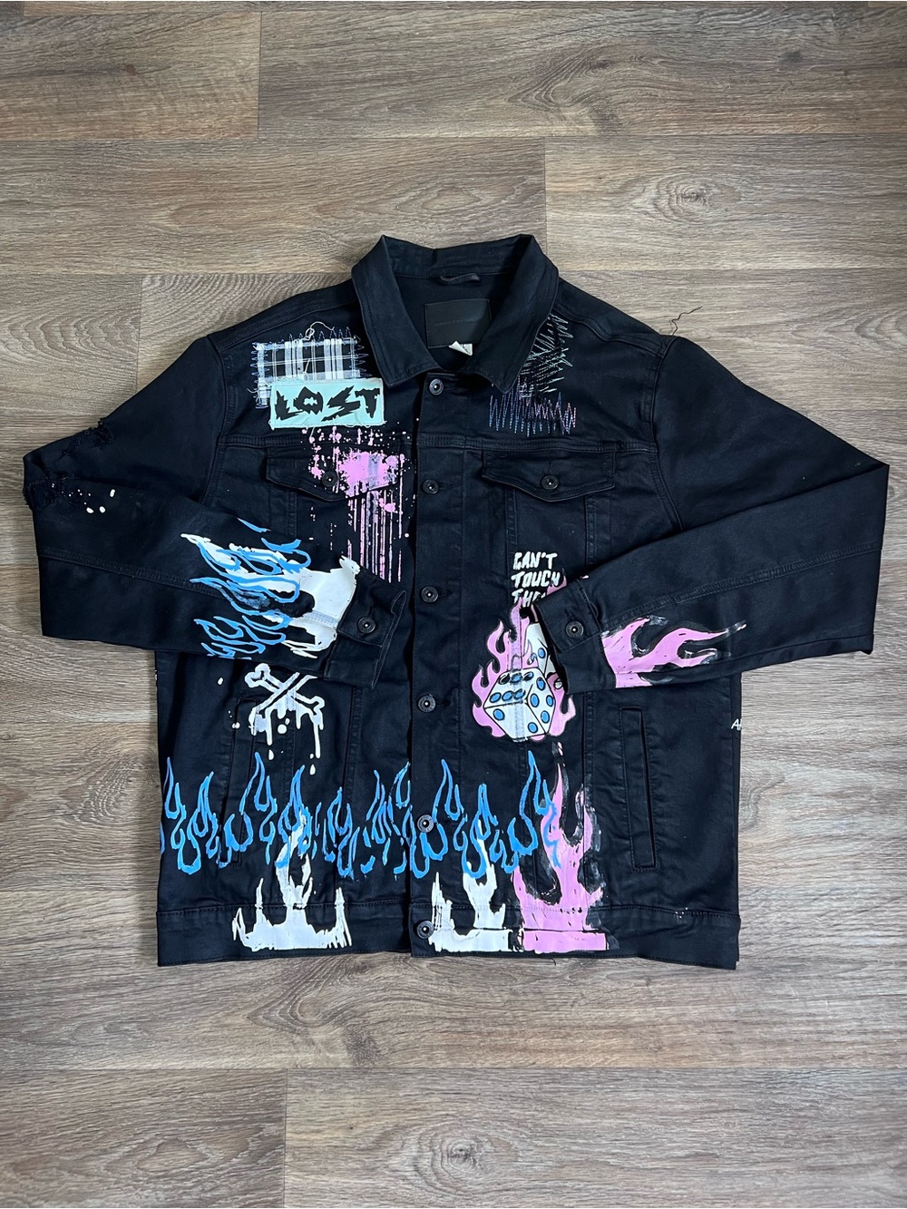 Black Leather Patch Jacket Label - Embossed Logo/A597
